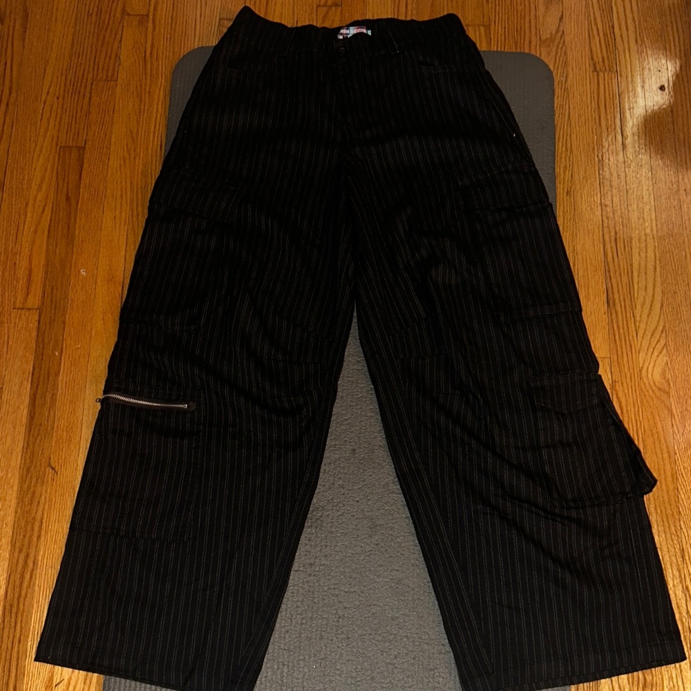 Urban Outfitters Black Pinstripe Flare Jeans